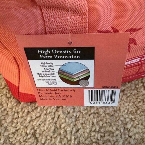 Trader Joe's Mini Insulated Tote Set of 2 Lunch Bags New Season Peach And Blue - Picture 8 of 9